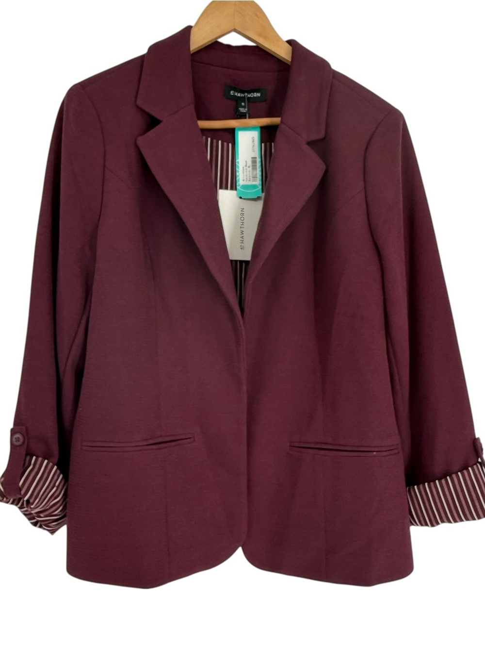 41 Hawthorn Natalie Knit Blazer NWT Womens Size XL Burgundy Contrast Cuff